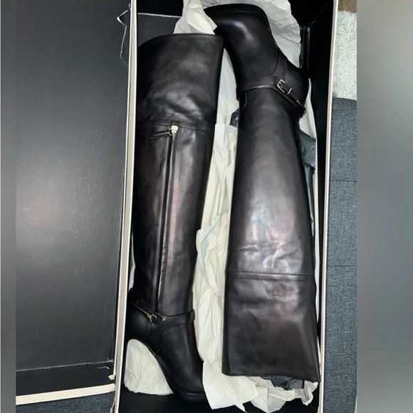 Black Burberry BarktolBuckle Platform Over the Knee High boots sz UK36 US 6 NWT - Picture 6 of 13